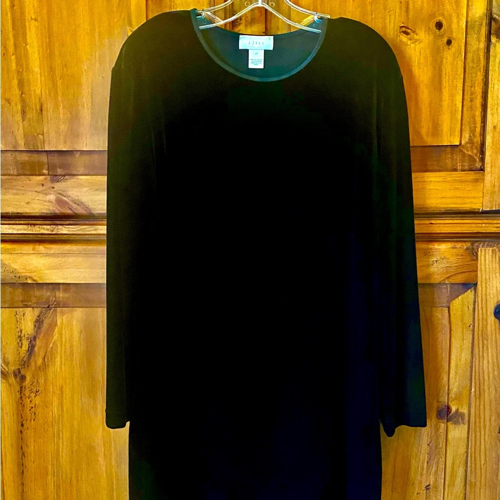 JJill Black Velvet Long Sleeve Holiday Dress, Size LP